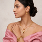 Nilanzia Golden Heart Charm Layered 3 piece Jewellery Set