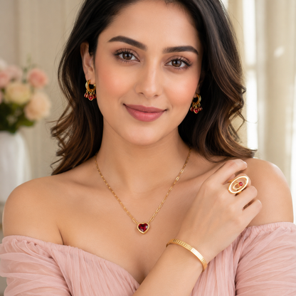 Crimson Amour Heart Jewellery Set