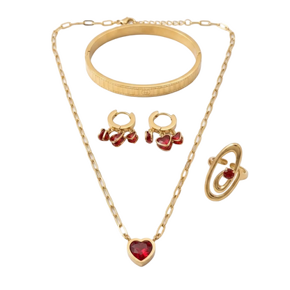Crimson Amour Heart Jewellery Set