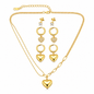 Golden Heart Tri Piercing Layered Jewellery Set