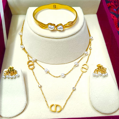 Nilanzia Pearl Emblem Jewellery Set